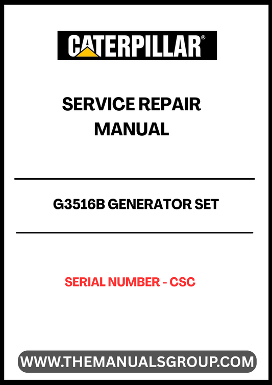 Ensure the longevity and optimal performance of your CAT G3516B Generator Set with our comprehensive Service Repair Manual. Designed specifically for serial number CSCP, this manual provides detailed instructions and insights to help you troubleshoot and maintain your generator effectively.
