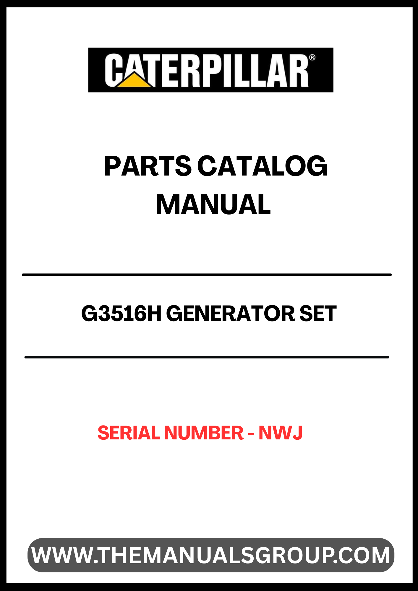 Discover the essential CAT G3516H Generator Set Parts Catalog Manual, designed specifically for serial number NWJ. This comprehensive manual serves as a vital resource for maintenance and repair, ensuring your generator operates at peak performance. With detailed diagrams and part specifications, you can easily identify and source the components you need.