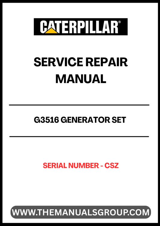 Discover the essential CAT G3516 Generator Set Service Repair Manual, specifically designed for serial number CSZ. This comprehensive guide is your go-to resource for maintaining and troubleshooting your generator, ensuring optimal performance and longevity.