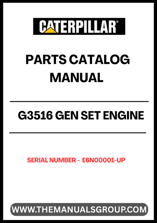  Enhance your maintenance and repair capabilities with the CAT G3516 Gen Set Engine Parts Catalog Manual, specifically designed for serial numbers E6N00001 and up. This comprehensive manual provides detailed diagrams, part numbers, and specifications, ensuring you have all the information needed to keep your engine running smoothly.