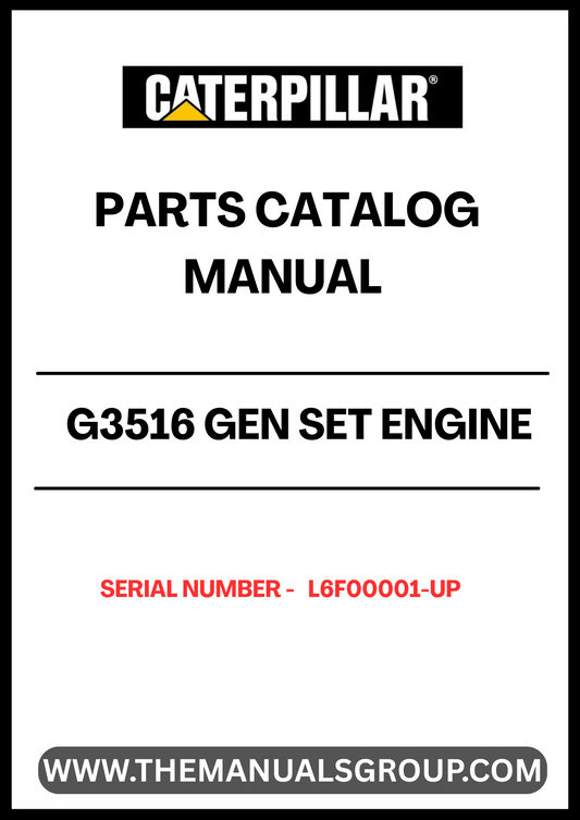 Discover the essential CAT G3516 Gen Set Engine Parts Catalog Manual, designed specifically for serial numbers L6F00001 and up. This comprehensive manual is your go-to resource for identifying and sourcing the right parts for your engine, ensuring optimal performance and longevity.