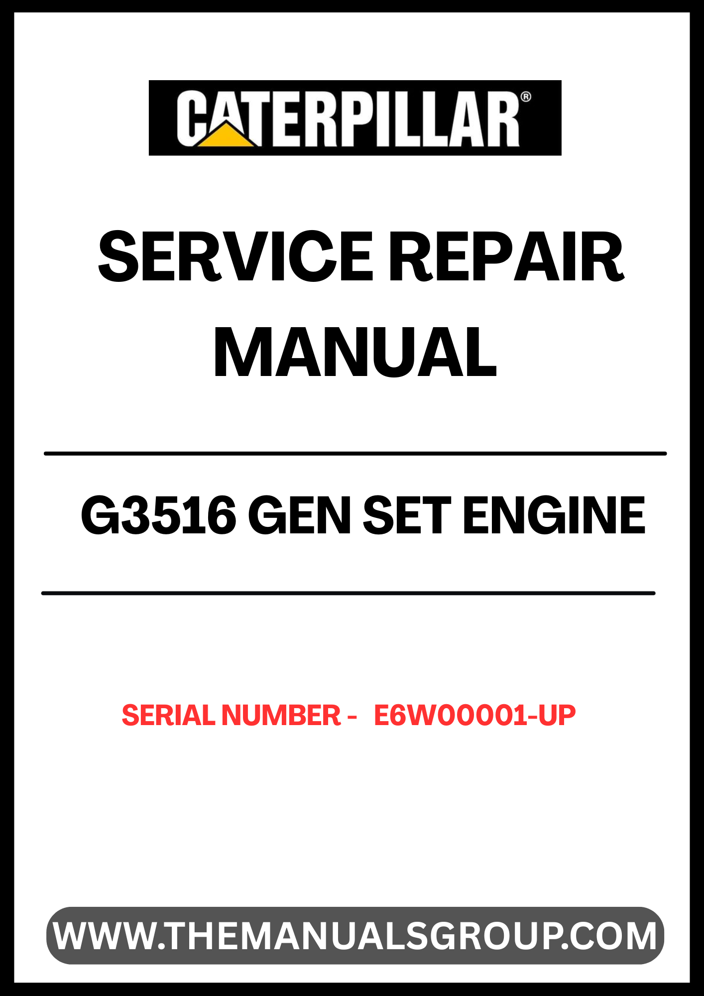 Ensure your CAT G3516 Gen Set Engine operates at peak performance with the comprehensive Service Repair Manual, specifically designed for serial numbers E6W00001 and up. This manual is an essential resource for technicians and operators, providing detailed instructions and insights into maintenance and repair procedures.