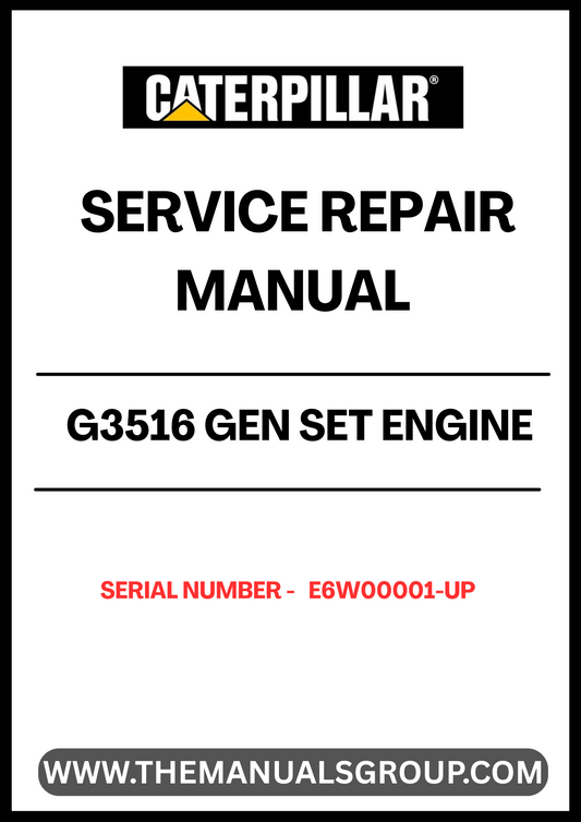 Ensure your CAT G3516 Gen Set Engine operates at peak performance with the comprehensive Service Repair Manual, specifically designed for serial numbers E6W00001 and up. This manual is an essential resource for technicians and operators, providing detailed instructions and insights into maintenance and repair procedures.