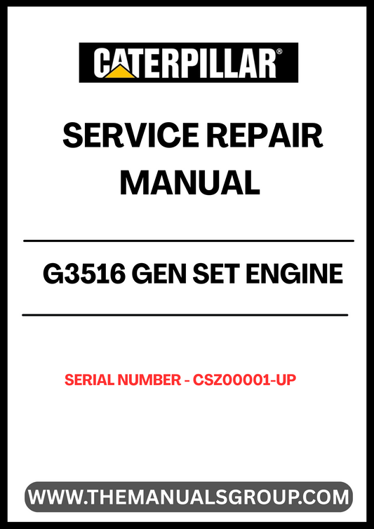 Ensure your CAT G3516 Gen Set Engine operates at peak performance with the comprehensive Service Repair Manual, specifically designed for serial numbers CSZ00001 and up. This manual is an essential resource for technicians and operators, providing detailed instructions and insights into maintenance and repair procedures.