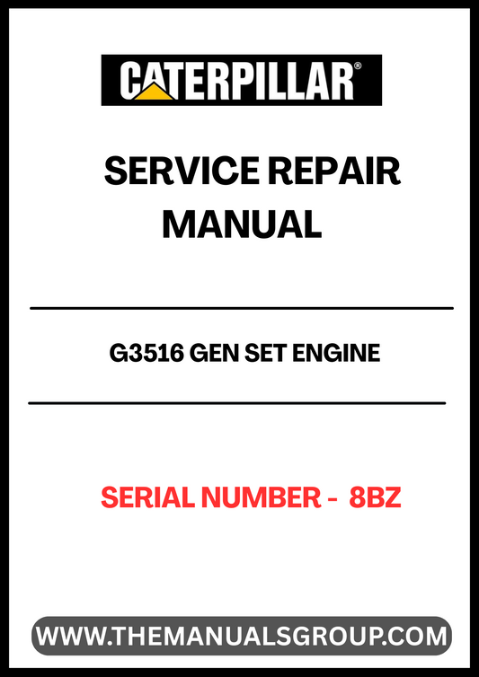 Discover the essential CAT G3516 Gen Set Engine Service Repair Manual, specifically designed for serial number 8BZ. This comprehensive guide is an invaluable resource for technicians and engineers, providing detailed instructions and insights to ensure optimal performance and longevity of your engine.