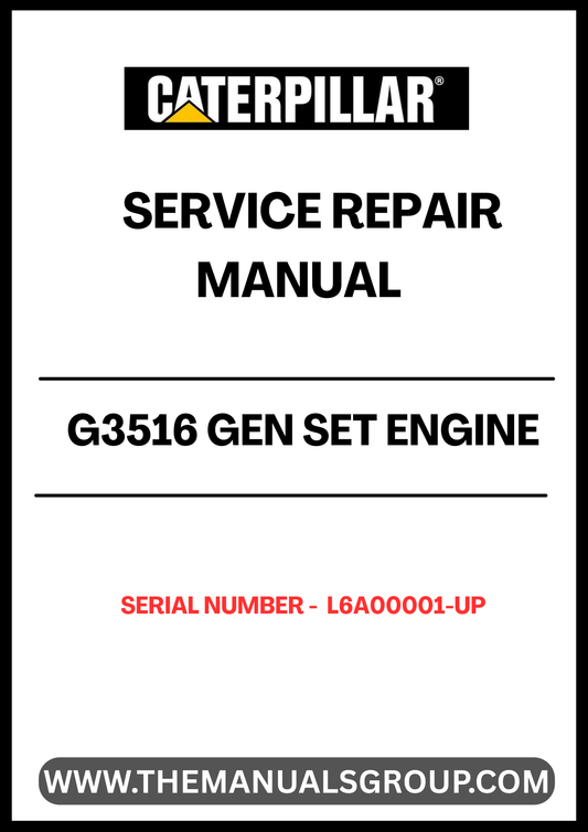 Discover the essential CAT G3516 Gen Set Engine Service Repair Manual, designed specifically for serial numbers L6A00001 and up. This comprehensive guide is your go-to resource for maintaining and repairing your engine, ensuring optimal performance and longevity.