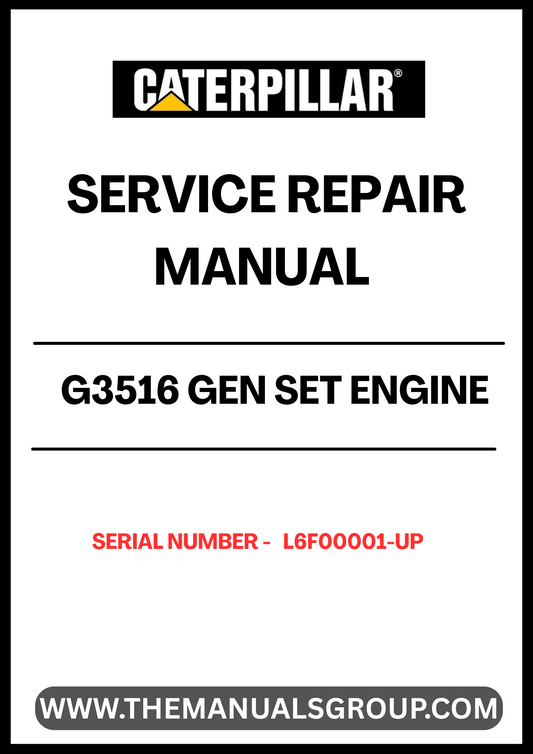 Discover the essential CAT G3516 Gen Set Engine Service Repair Manual, designed specifically for serial numbers L6F00001 and up. This comprehensive guide provides detailed instructions and insights to ensure your engine operates at peak performance. With clear diagrams and step-by-step procedures, you can tackle maintenance and repairs with confidence.