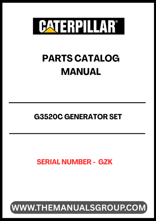 Discover the essential CAT G3520C Generator Set Parts Catalog Manual, specifically designed for serial number GZK. This comprehensive manual serves as a vital resource for maintenance and repair, ensuring your generator operates at peak performance. With detailed diagrams and part specifications, you can easily identify and source the components you need.