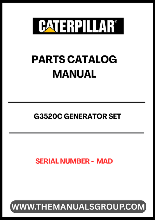 Discover the essential CAT G3520C Generator Set Parts Catalog Manual, designed specifically for your generator's serial number MAD. This comprehensive manual serves as a vital resource for maintenance and repair, ensuring your equipment operates at peak performance.