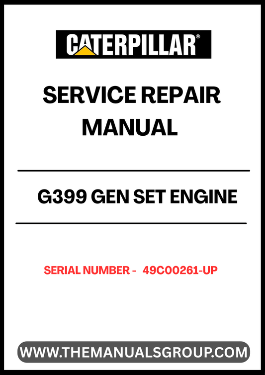 Ensure your CAT G399 Gen Set engine operates at peak performance with the comprehensive Service Repair Manual, specifically designed for serial numbers 49C00261 and up. This manual is an essential resource for technicians and DIY enthusiasts alike, providing detailed instructions and insights into maintenance and repair procedures.