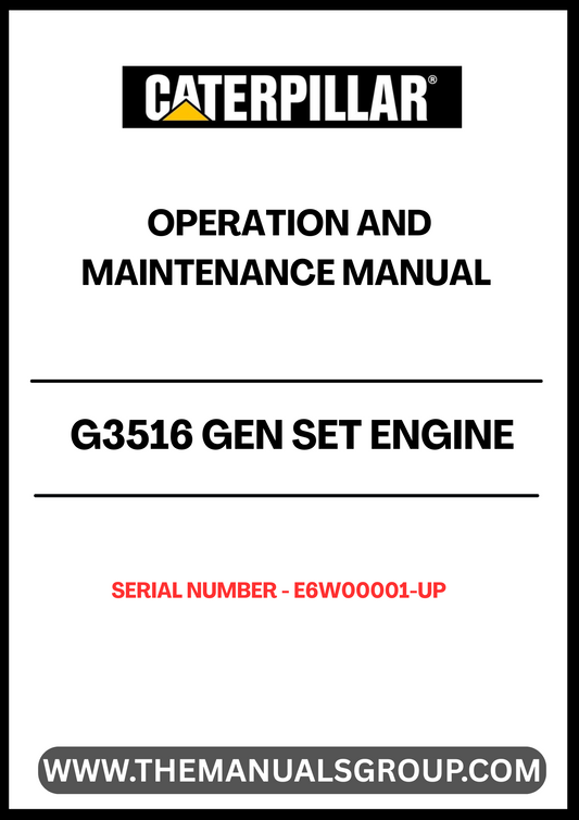 Discover the essential CAT G3516 Gen Set Engine Operation and Maintenance Manual, designed specifically for serial numbers E6W00001 and up. This comprehensive guide provides detailed instructions and insights to ensure optimal performance and longevity of your engine. With clear diagrams and step-by-step procedures, you can easily navigate through operation protocols and maintenance tasks.
