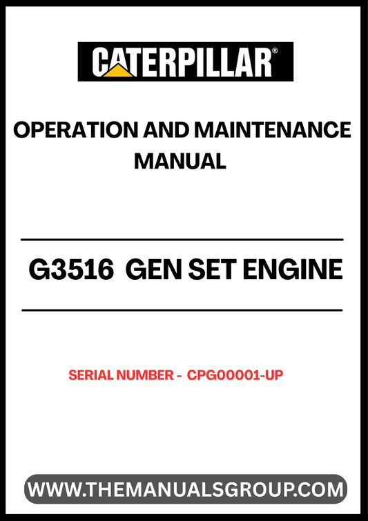Discover the essential CAT G3516 Gen Set Engine Operation and Maintenance Manual, designed specifically for serial number CPG00001 and above. This comprehensive guide provides detailed instructions and insights to ensure optimal performance and longevity of your engine. With clear diagrams and step-by-step procedures, you can easily navigate through operation protocols and maintenance tasks.