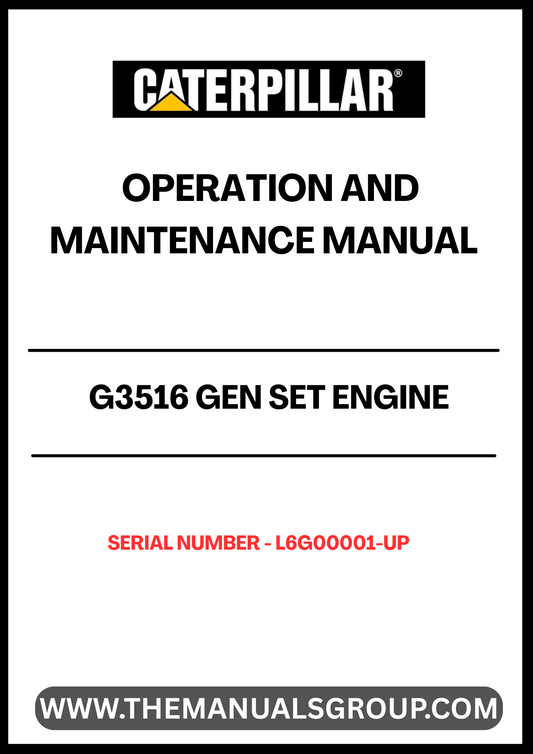 Discover the essential CAT G3516 Gen Set Engine Operation and Maintenance Manual, designed specifically for serial numbers L6G00001 and up. This comprehensive guide provides detailed instructions and insights to ensure optimal performance and longevity of your engine. With clear diagrams and step-by-step procedures, you can easily navigate through operation protocols and maintenance tasks.