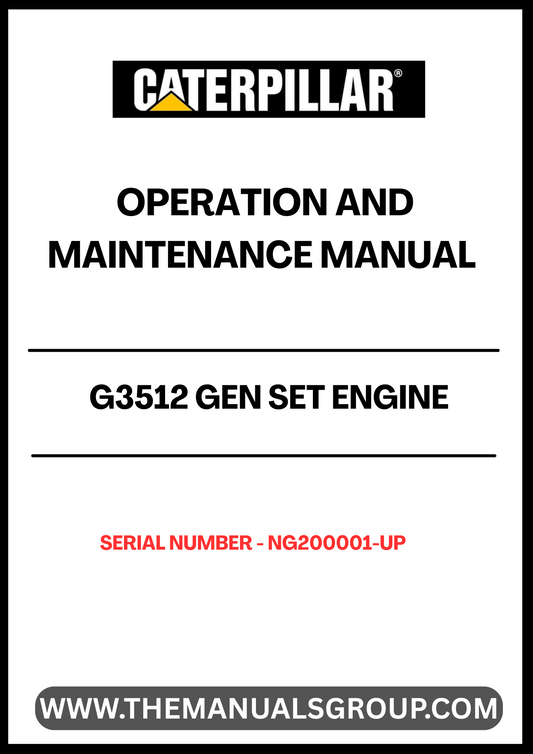 Ensure optimal performance and longevity of your CAT G3512 Gen Set Engine with the comprehensive Operation and Maintenance Manual, specifically designed for serial numbers NG200001 and up. This manual provides detailed instructions and insights to help you operate your engine efficiently, minimizing downtime and maximizing productivity.