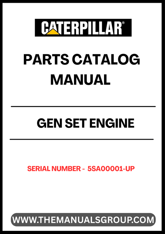 Discover the essential CAT Gen Set Engine Parts Catalog Manual, designed specifically for serial numbers 5SA00001 and up. This comprehensive manual serves as your go-to resource for identifying and sourcing the right parts for your CAT generator set, ensuring optimal performance and longevity.