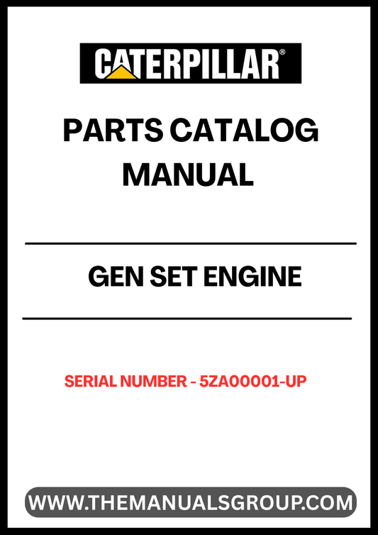 Discover the ultimate resource for maintaining and repairing your CAT GEN SET with the Engine Parts Catalog Manual, specifically designed for serial numbers 5ZA00001 and up. This comprehensive manual provides detailed diagrams, part numbers, and specifications, ensuring you have all the information needed to keep your generator set running smoothly.