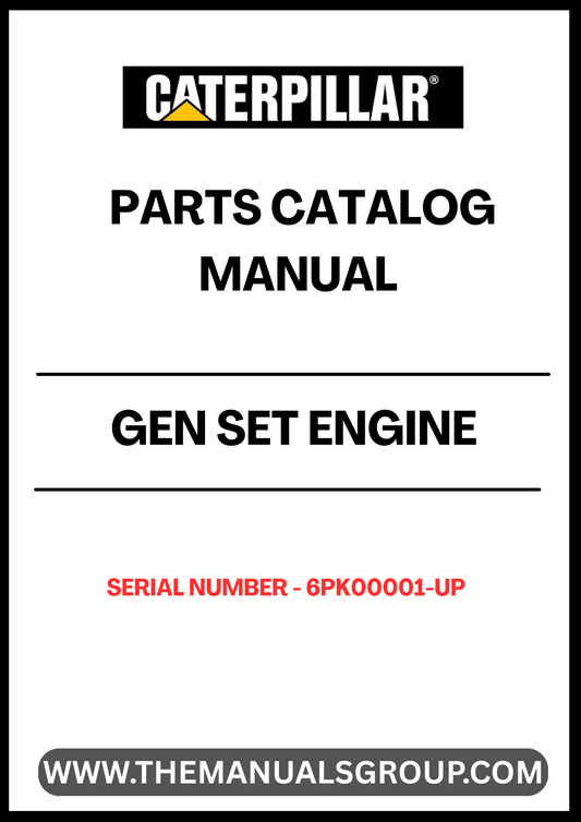 Discover the ultimate resource for maintaining and repairing your CAT GEN SET with the Engine Parts Catalog Manual, specifically designed for serial numbers 6PK00001 and up. This comprehensive manual provides detailed diagrams and specifications, ensuring you have all the information needed to identify and source the right parts for your generator set.