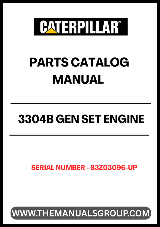 Discover the essential CAT 3304B Gen Set Engine Parts Catalog Manual, specifically designed for serial numbers 83Z03096 and up. This comprehensive manual is your go-to resource for identifying and sourcing the right parts for your engine, ensuring optimal performance and longevity.