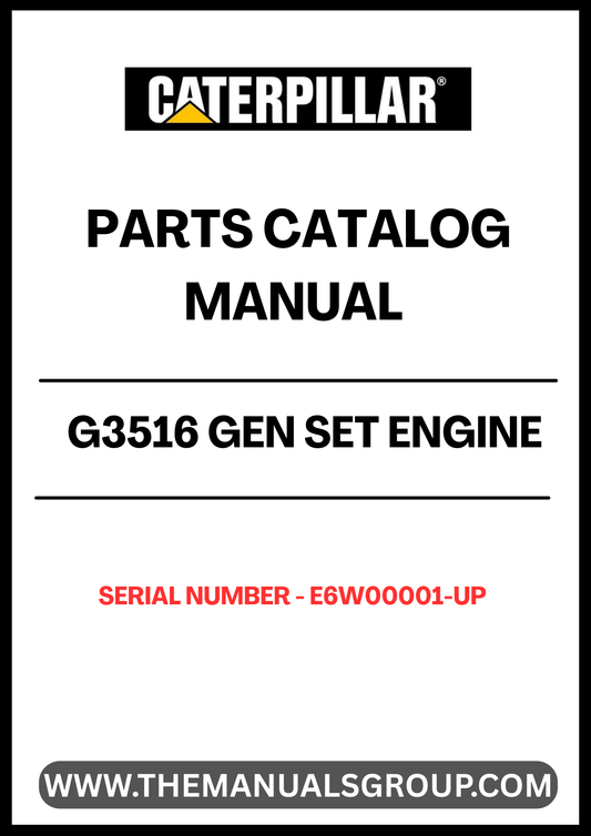  Enhance your maintenance and repair capabilities with the CAT G3516 Gen Set Engine Parts Catalog Manual, specifically designed for serial numbers E6W00001 and up. This comprehensive manual provides detailed diagrams and specifications, ensuring you have the right information at your fingertips to keep your engine running smoothly.
