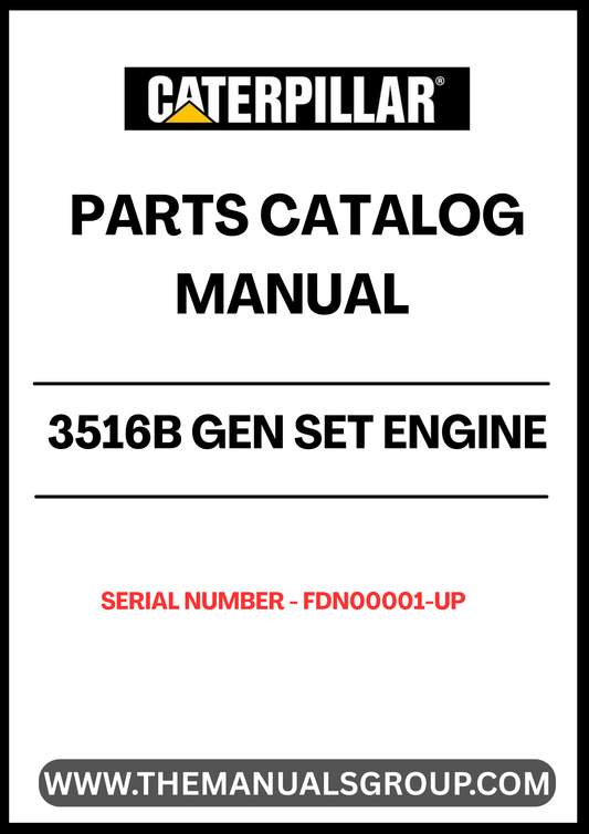 Discover the essential CAT 3516B Gen Set Engine Parts Catalog Manual, designed specifically for serial numbers FDN00001 and up. This comprehensive manual serves as your go-to resource for identifying and sourcing the right parts for your engine, ensuring optimal performance and longevity.