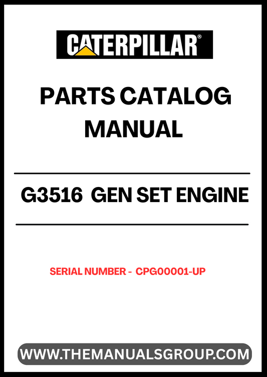 Discover the essential CAT G3516 Gen Set Engine Parts Catalog Manual, designed specifically for serial numbers CPG00001 and up. This comprehensive manual is your go-to resource for identifying and sourcing the right parts for your engine, ensuring optimal performance and longevity.