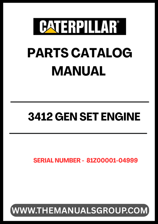 Discover the essential CAT 3412 Gen Set Engine Parts Catalog Manual, specifically designed for serial numbers 81Z00001-04999. This comprehensive manual serves as a vital resource for technicians and engineers, providing detailed diagrams and specifications to ensure accurate repairs and maintenance of your engine.