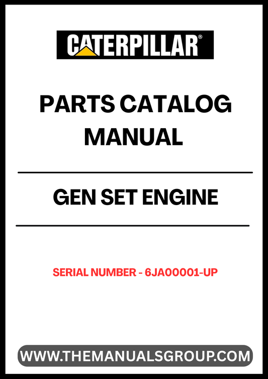Discover the essential CAT Gen Set Engine Parts Catalog Manual, designed specifically for serial numbers 6JA00001 and up. This comprehensive guide provides detailed information on all engine components, ensuring you have the right parts at your fingertips for efficient maintenance and repairs.