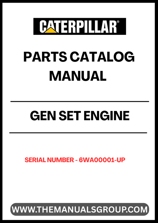 Discover the ultimate resource for maintaining and repairing your CAT GEN SET with the Engine Parts Catalog Manual, specifically designed for serial numbers 6WA00001 and up. This comprehensive manual provides detailed diagrams and specifications, ensuring you have all the information needed to identify and source the right parts for your generator set.