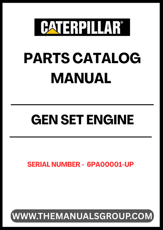 Discover the ultimate resource for maintaining and repairing your CAT GEN SET with the Engine Parts Catalog Manual, specifically designed for serial numbers 6PA00001 and up. This comprehensive manual provides detailed diagrams and specifications, ensuring you have all the information you need at your fingertips.