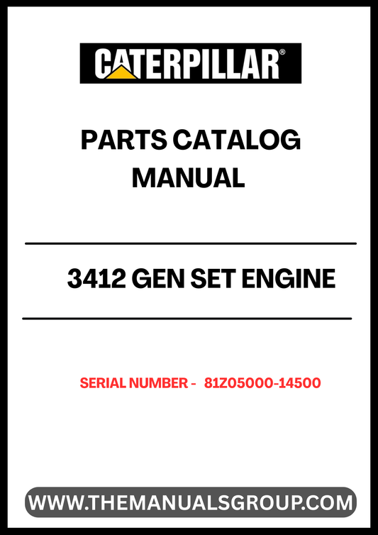Discover the essential CAT 3412 Gen Set Engine Parts Catalog Manual, specifically designed for serial numbers 81Z05000-14500. This comprehensive manual serves as a vital resource for technicians and engineers, providing detailed diagrams and specifications to ensure accurate repairs and maintenance of your engine.