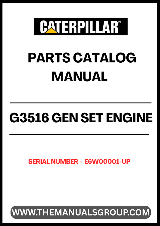 Enhance your maintenance and repair capabilities with the CAT G3516 Gen Set Engine Parts Catalog Manual, specifically designed for serial numbers E6W00001 and up. This comprehensive manual provides detailed diagrams, part numbers, and specifications, ensuring you have all the information needed to keep your engine running smoothly.