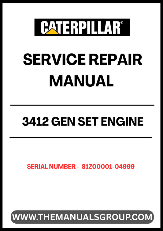 Introducing the CAT 3412 Gen Set Engine Service Repair Manual, specifically designed for serial numbers 81Z00001-04999. This comprehensive manual is an essential resource for technicians and engineers, providing detailed instructions and insights for effective maintenance and repair of your CAT 3412 engine.