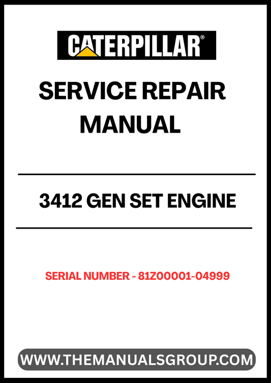 Ensure your CAT 3412 Gen Set Engine operates at peak performance with our comprehensive Service Repair Manual, specifically designed for serial numbers 81Z00001-04999. This manual is an essential resource for technicians and DIY enthusiasts alike, providing detailed instructions and insights for effective maintenance and repair.