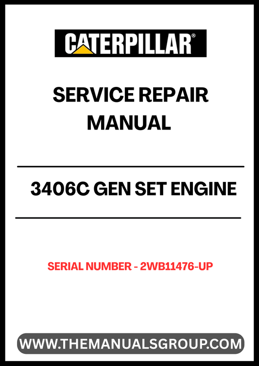  Ensure your CAT 3406C Gen Set Engine operates at peak performance with our comprehensive Service Repair Manual, specifically designed for serial numbers 2WB11476 and up. This manual is an essential resource for technicians and DIY enthusiasts alike, providing detailed instructions and insights for effective maintenance and repair.