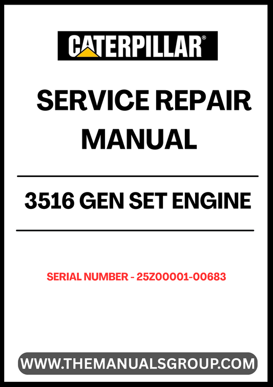 Discover the essential CAT 3516 Gen Set Engine Service Repair Manual, designed specifically for serial numbers 25Z00001-00683. This comprehensive guide is an invaluable resource for technicians and engineers, providing detailed instructions and insights to ensure optimal performance and longevity of your engine.