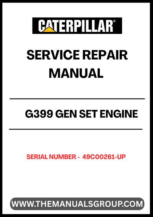 Discover the essential CAT G399 Gen Set Engine Service Repair Manual, designed specifically for serial numbers 49C00261 and up. This comprehensive guide is an invaluable resource for technicians and DIY enthusiasts alike, providing detailed instructions and insights to ensure your engine operates at peak performance.