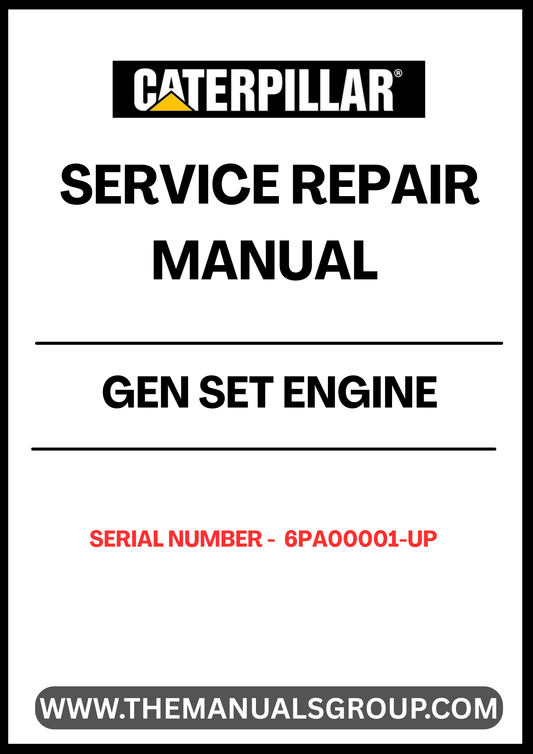 Ensure your CAT Gen Set engine operates at peak performance with our comprehensive Service Repair Manual, specifically designed for serial numbers 6PA00001 and up. This manual is an essential resource for technicians and DIY enthusiasts alike, providing detailed instructions and insights into maintenance and repair procedures.