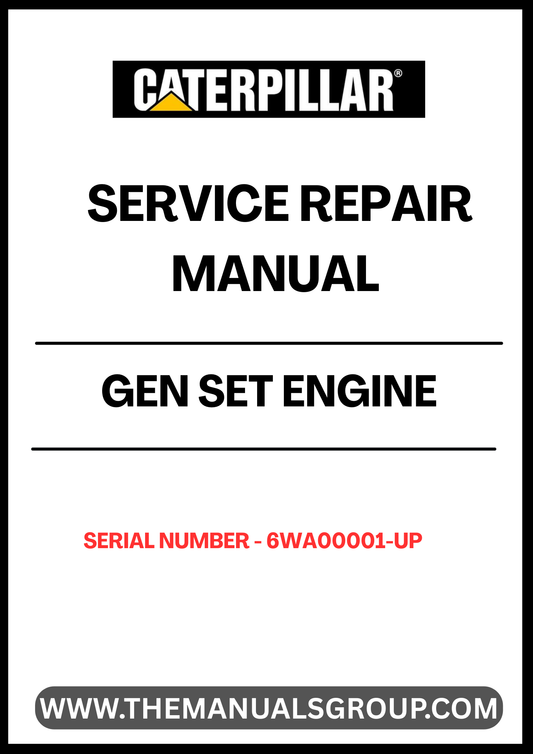 Ensure your CAT Gen Set engine operates at peak performance with the comprehensive Service Repair Manual for S/N 6WA00001-UP. This essential guide provides detailed instructions and insights, making it easier for technicians and DIY enthusiasts to perform maintenance and repairs efficiently.