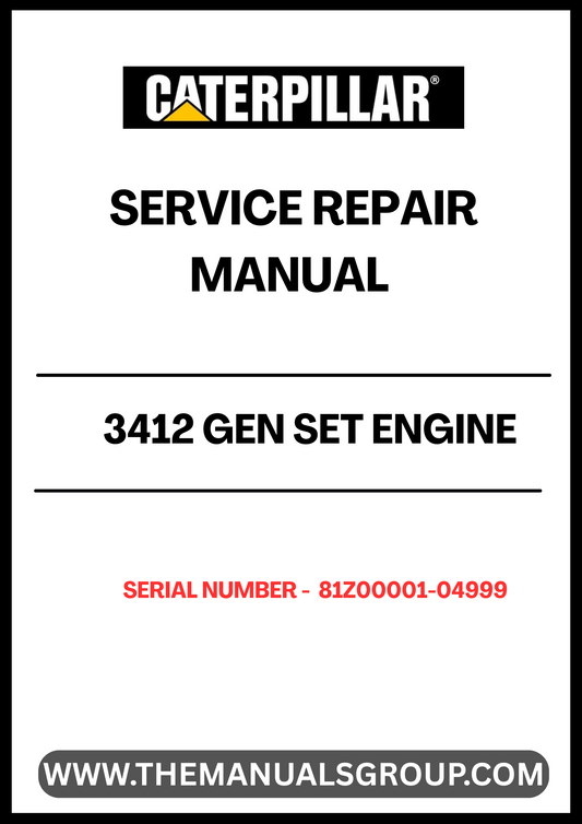 Discover the essential CAT 3412 Gen Set Engine Service Repair Manual, specifically designed for serial numbers 81Z00001-04999. This comprehensive guide is your go-to resource for maintaining and repairing your engine, ensuring optimal performance and longevity.