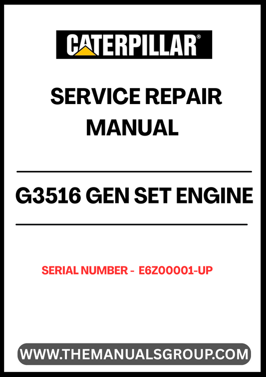 Enhance the performance and longevity of your CAT G3516 Gen Set Engine with our comprehensive Service Repair Manual, specifically designed for serial numbers E6Z00001 and up. This manual is an essential resource for technicians and operators, providing detailed instructions and insights to ensure your engine runs smoothly and efficiently.