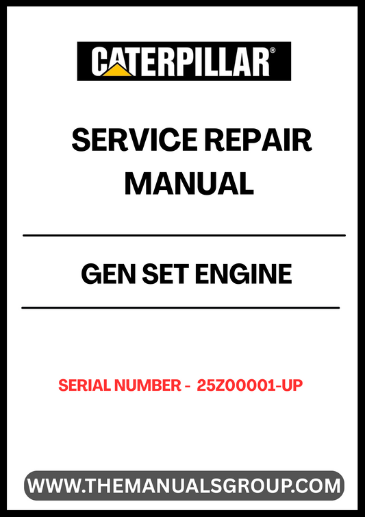  Ensure your CAT Gen Set engine operates at peak performance with our comprehensive Service Repair Manual, specifically designed for serial numbers 25Z00001 and up. This manual is an essential resource for technicians and DIY enthusiasts alike, providing detailed instructions and insights into maintenance and repair procedures.