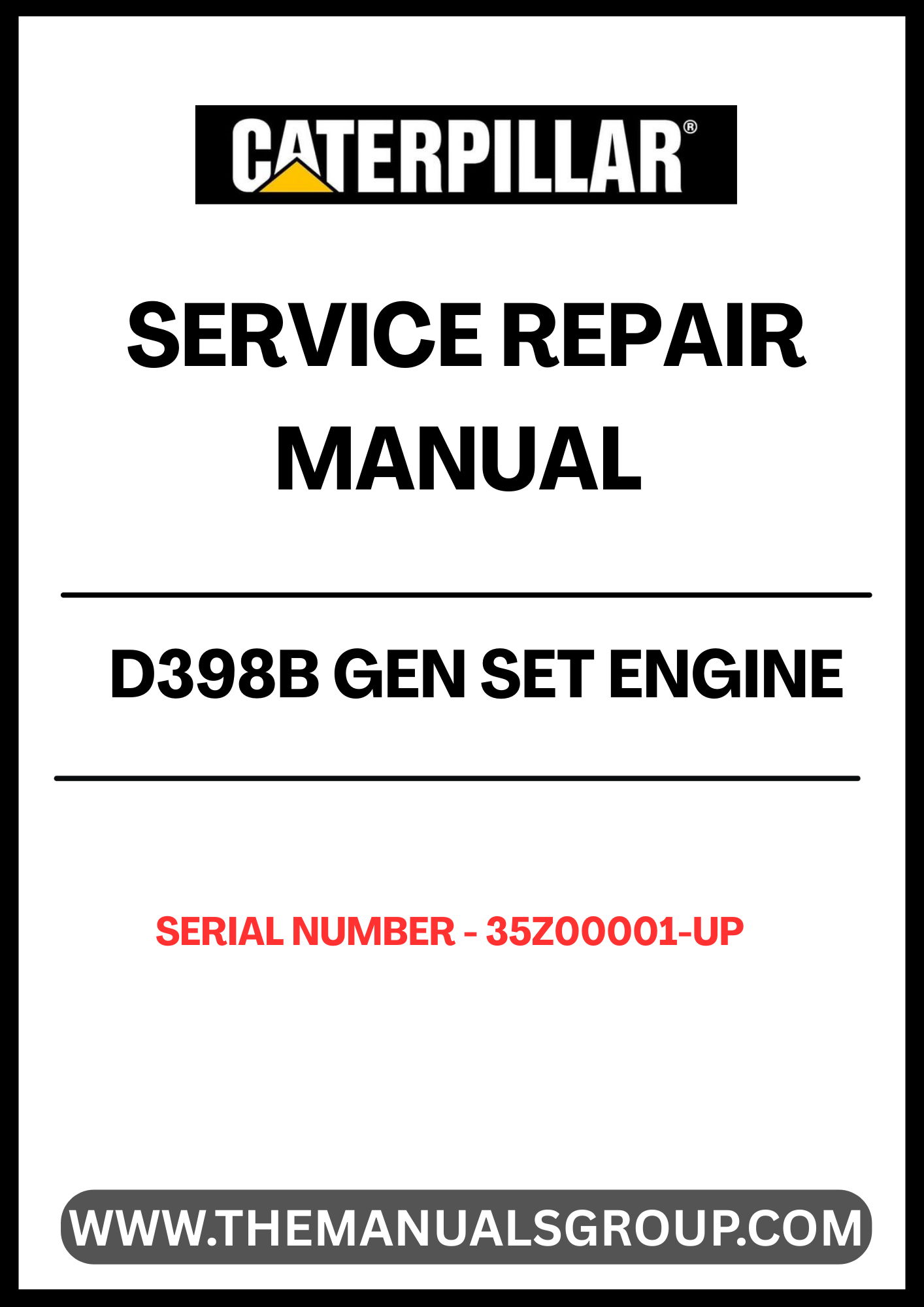 The CAT D398B Gen Set Engine Service Repair Manual is an essential resource for maintaining and repairing your engine with serial number 35Z00001 and above. This comprehensive manual provides detailed instructions, diagrams, and specifications to ensure your engine operates at peak performance.