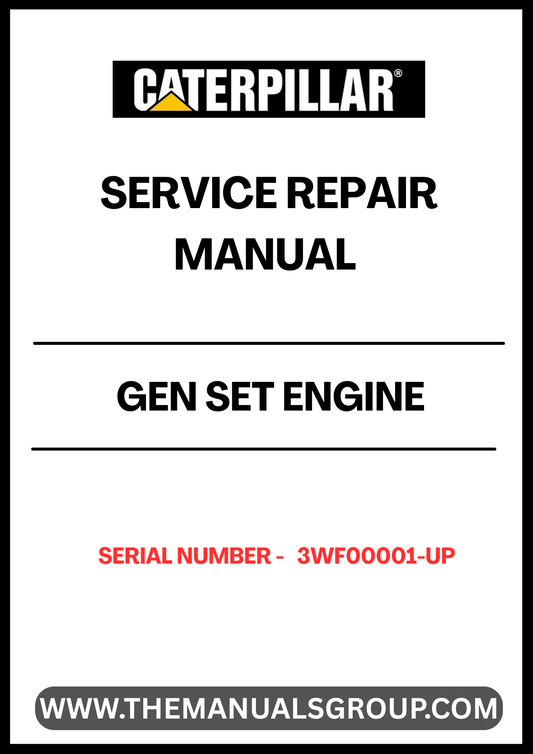 Ensure your CAT Gen Set engine operates at peak performance with our comprehensive Service Repair Manual, specifically designed for serial numbers 3WF00001 and up. This manual is an essential resource for technicians and DIY enthusiasts alike, providing detailed instructions and insights for effective maintenance and repair.