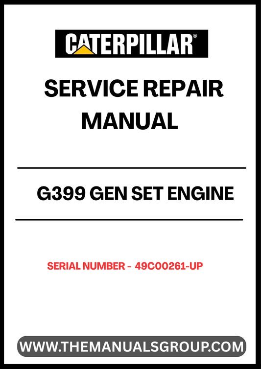 Ensure your CAT G399 Gen Set Engine operates at peak performance with the comprehensive Service Repair Manual, specifically designed for serial numbers 49C00261 and up. This manual is an essential resource for technicians and DIY enthusiasts alike, providing detailed instructions and insights into maintenance and repair procedures.
