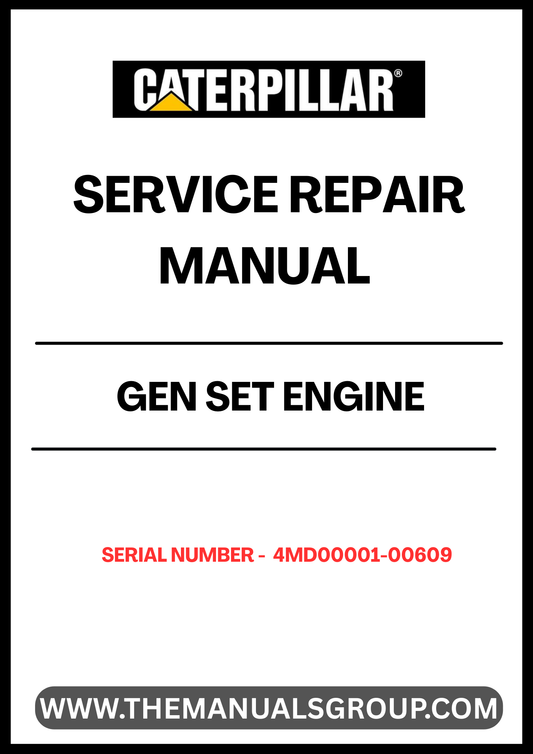 Discover the essential CAT Gen Set Engine Service Repair Manual, specifically designed for serial numbers 4MD00001-00609. This comprehensive guide is your go-to resource for maintaining and repairing your CAT generator set, ensuring optimal performance and longevity.