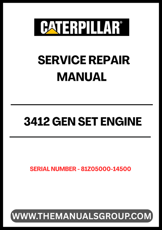 Ensure your CAT 3412 Gen Set Engine operates at peak performance with our comprehensive Service Repair Manual, specifically designed for serial numbers 81Z05000-14500. This manual is an essential resource for technicians and DIY enthusiasts alike, providing detailed instructions and insights for effective maintenance and repair.