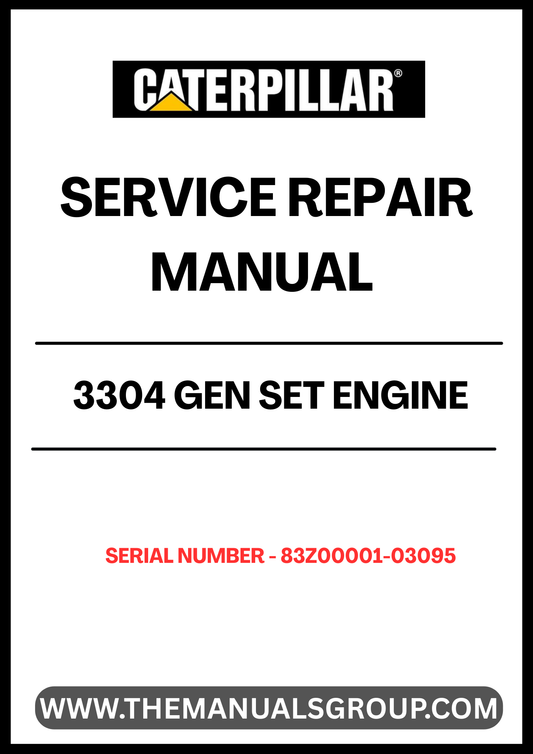 Unlock the full potential of your CAT 3304 Gen Set Engine with our comprehensive Service Repair Manual, specifically designed for serial numbers 83Z00001-03095. This manual is an essential resource for technicians and DIY enthusiasts alike, providing detailed instructions and insights to ensure your engine operates at peak performance.