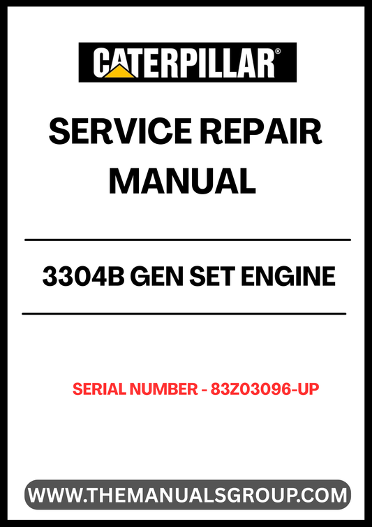 Discover the essential CAT 3304B Gen Set Engine Service Repair Manual, specifically designed for serial numbers 83Z03096 and up. This comprehensive guide is your go-to resource for maintaining and repairing your engine, ensuring optimal performance and longevity.