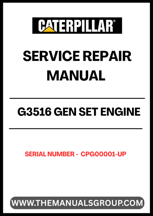 Discover the essential CAT G3516 Gen Set Engine Service Repair Manual, designed specifically for serial numbers CPG00001 and up. This comprehensive guide is an invaluable resource for technicians and engineers, providing detailed instructions and insights to ensure optimal performance and longevity of your engine.