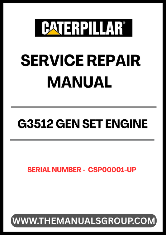 Discover the essential CAT G3512 Gen Set Engine Service Repair Manual, designed specifically for serial numbers CSP00001 and up. This comprehensive guide is your go-to resource for maintaining and repairing your engine, ensuring optimal performance and longevity.